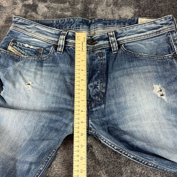 Diesel Safado Slim-Straight Blue Denim Distressed Jeans Button Fly 33X34(35X34.5 - Picture 8 of 15